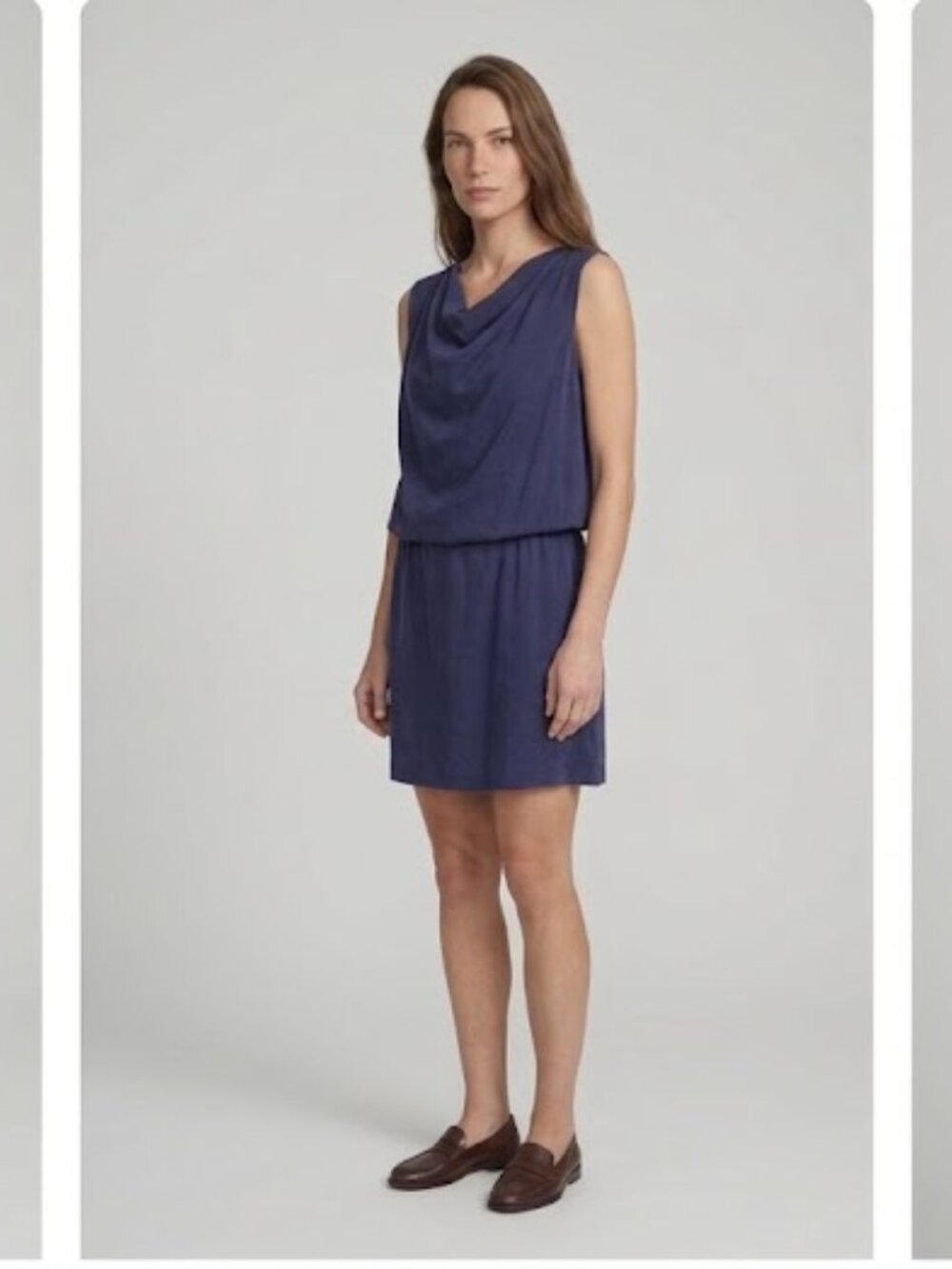 Emporio Armani Jeans Dark Purple Draped Cowl Neck Modal Dress